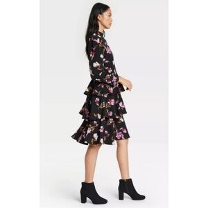 WHO WHAT WEAR floral triple ruffle dress XL